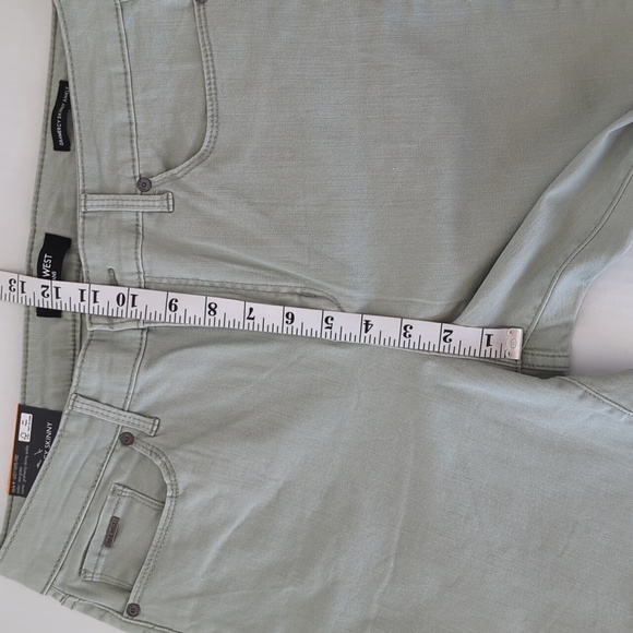 NWT Nine West Gramercy Skinny Ankle Jeans 12 Sea Grass Green Frayed Hem Twill - Picture 15 of 16